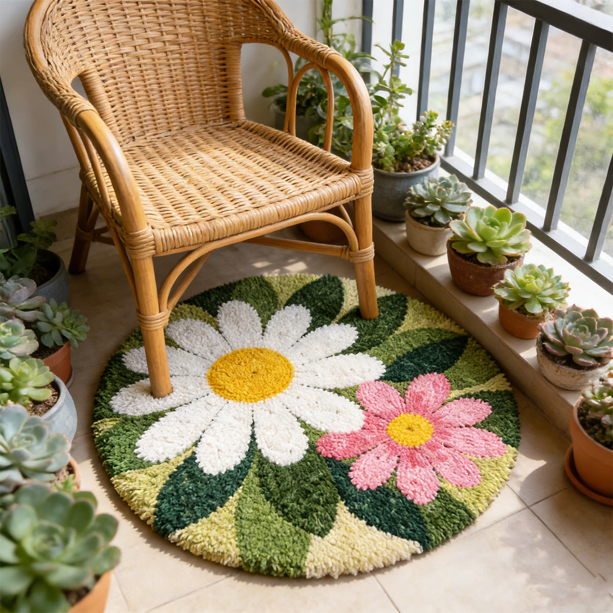 Rubbyoo Latch Hook Rug Kit - Blooming Daisy | Versatile Home Decor | Cute Bedroom Rug - image 6