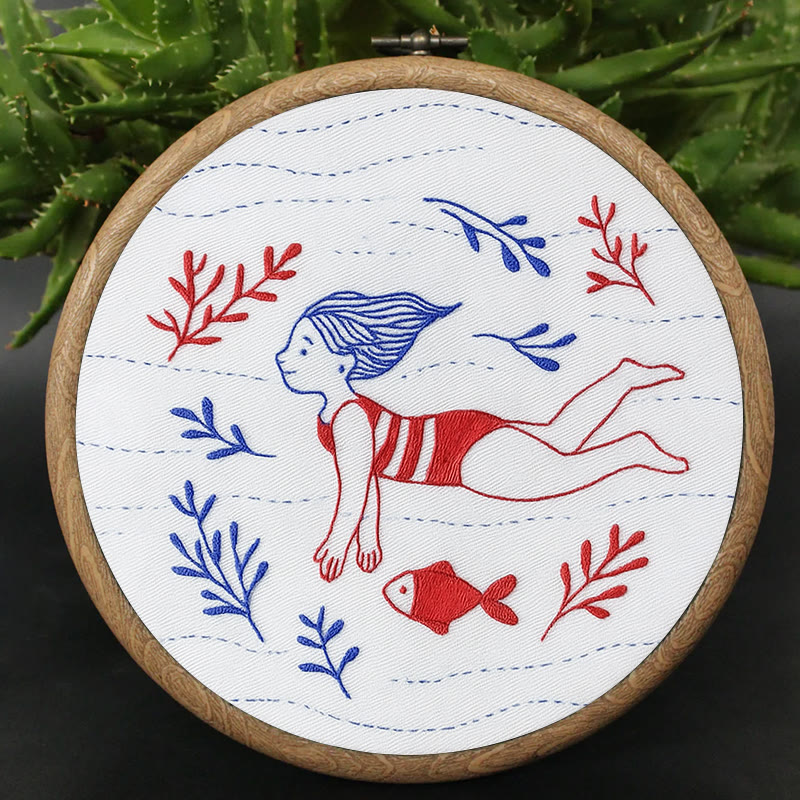 Rubbyoo Embroidery Kit - Diving Girl | Easy Handmade Ornament | Diy Summer Craft - image 4