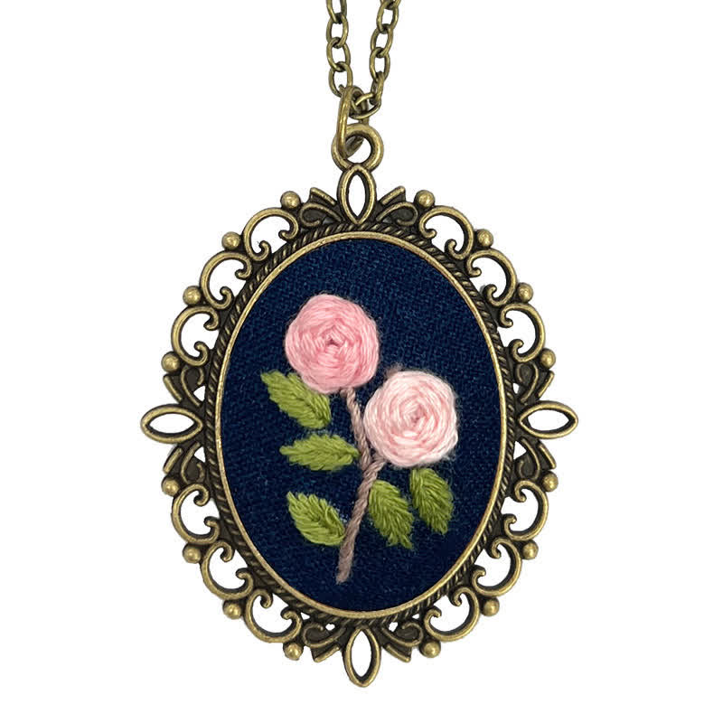 Hand Embroidered Pendant Necklace - Pattern 4 - image 8