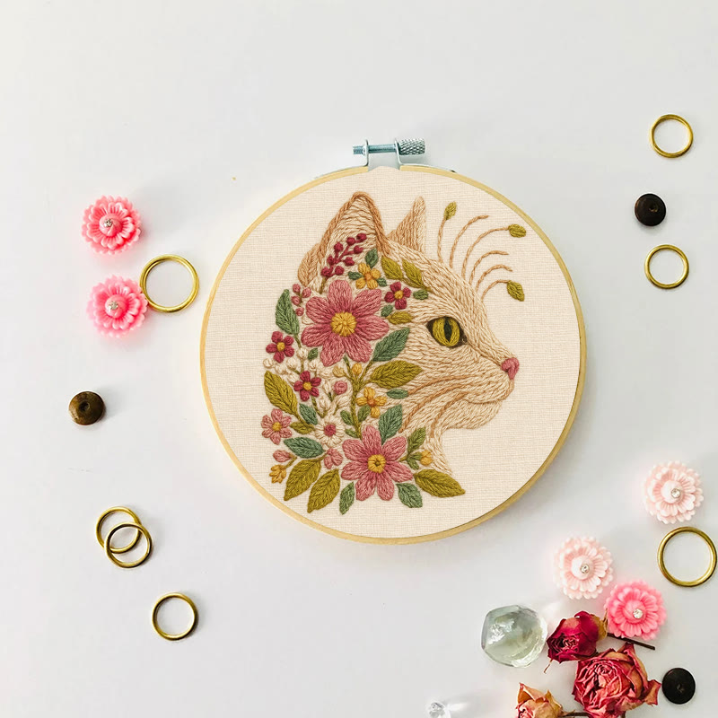 Rubbyoo Embroidery Kit - Charming Cat | Diy Floral Craft | Perfect Gift For Cat Lovers - image 7