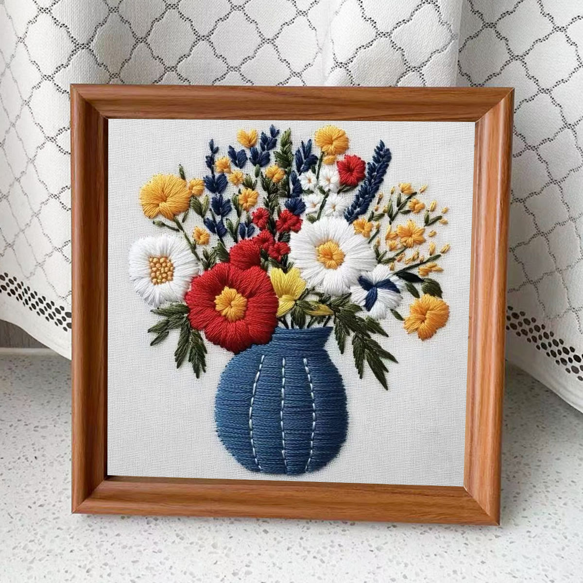 Rubbyoo Embroidery Kit - Bright Bouquet | Nice Desk Decor | Gift For Flower Lovers - Embroidery Kit Plus An Extra Frame - image 13