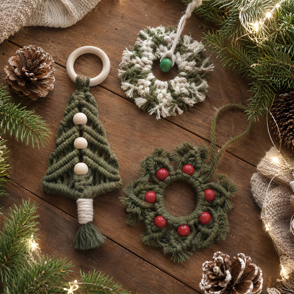 Rubbyoo Rustic Christmas Ornament – Handmade Charming  Xmas Tree Decor | Cozy Scandinavian Home Accent - image 1