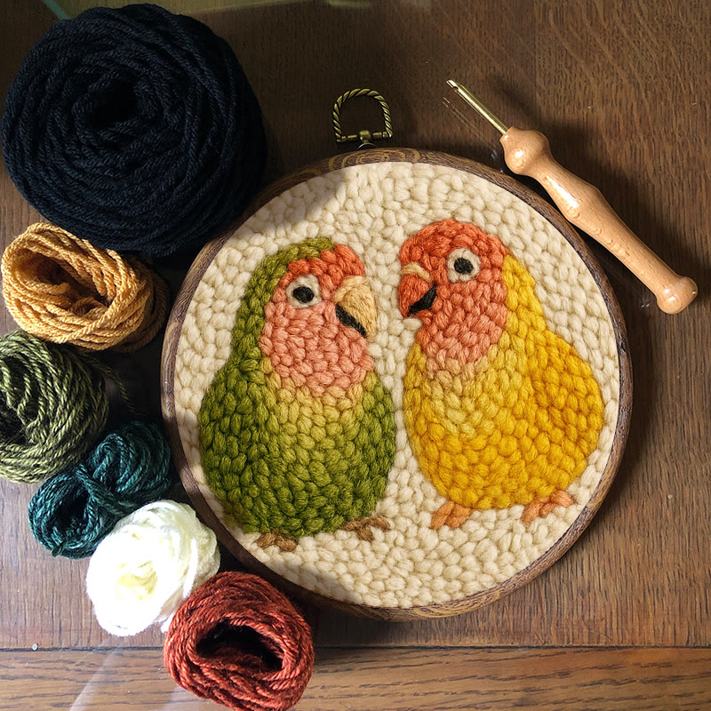 Shy Parrots Punch Needle Kit - Spring Bird Craft |  Beginner Friendly Needlework - image 5