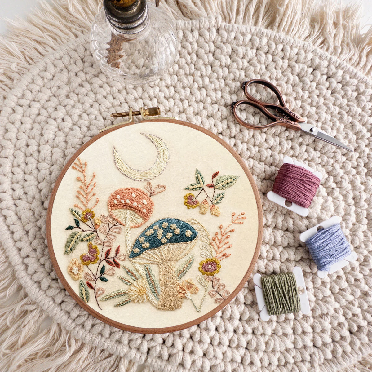 Rubbyoo Embroidery Kit - Mushroom With Moon | Diy Hoop Art | Perfect Needle Craft For Beginner  - image 9