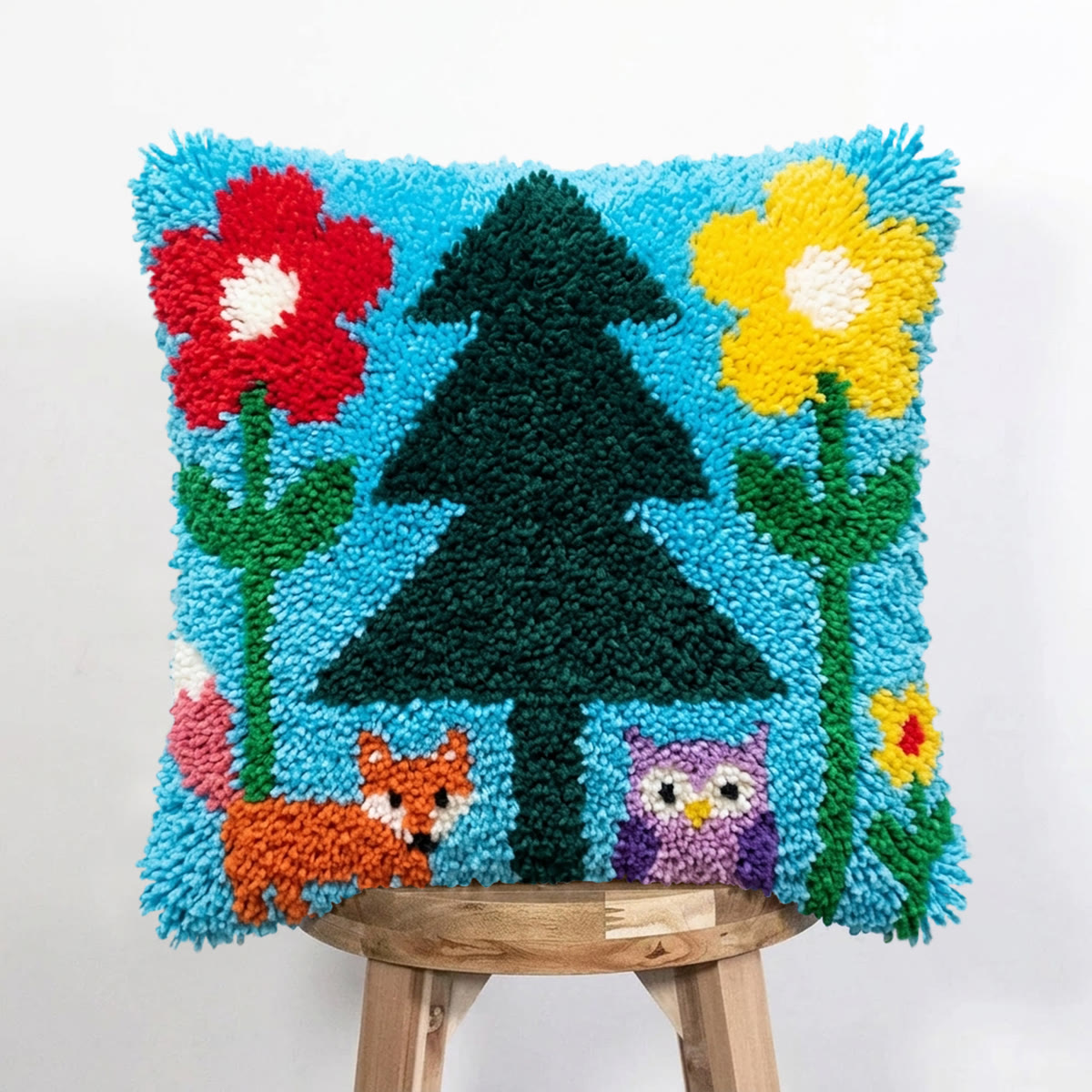 Rubbyoo Latch Hook Pillow Kit - Whimsical Forest Animal |  Car Lumbar Pillow Cover | Perfect Housewarming Craft  - image 7