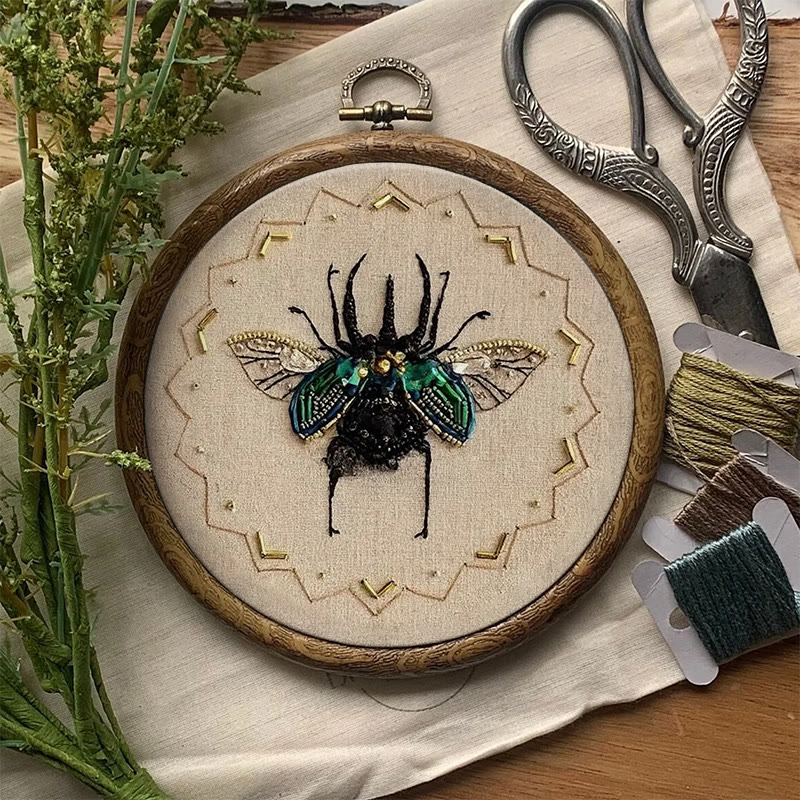 Rubbyoo Bead Embroidery Kit - Black Scarab | Handmade Craft For Adults | Easy Insect Needlepoint - image 8