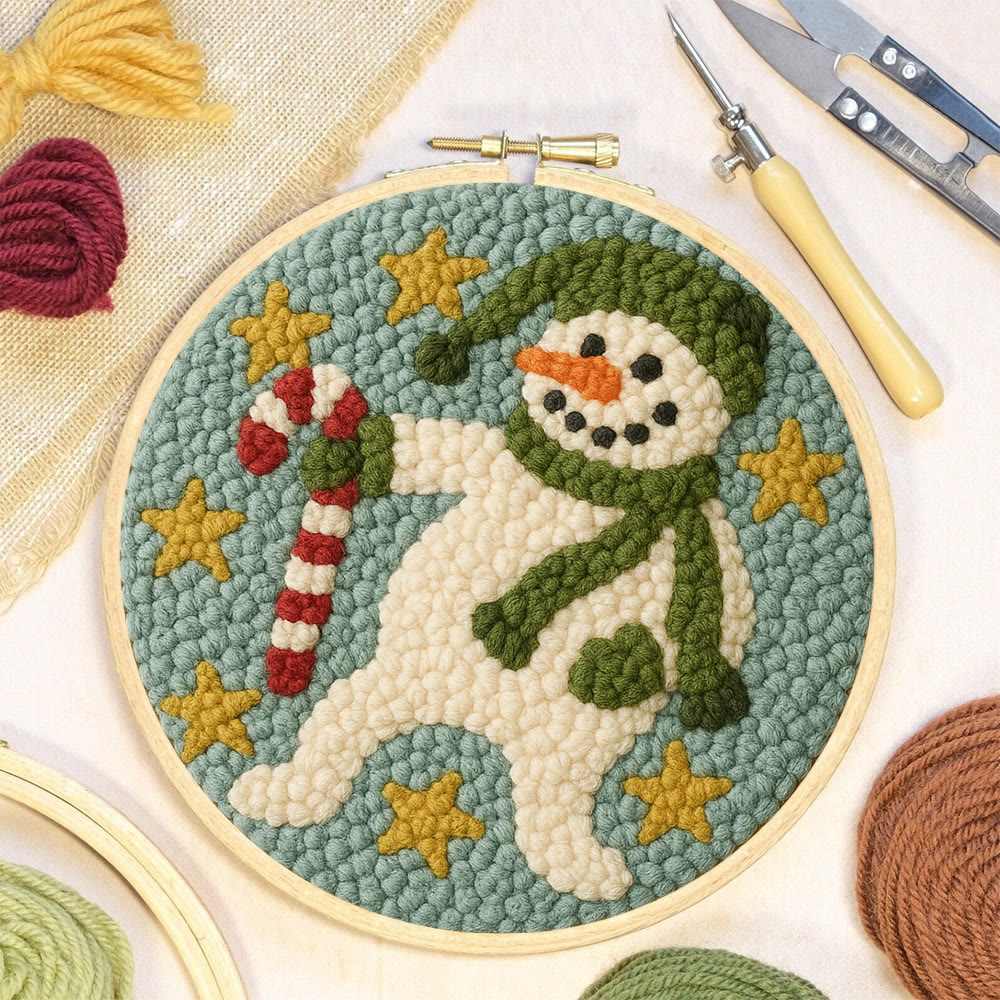 Whimsical Snowman Punch Needle Kit – Fun Holiday DIY Stitch Project | Playful Winter Decor - image 8