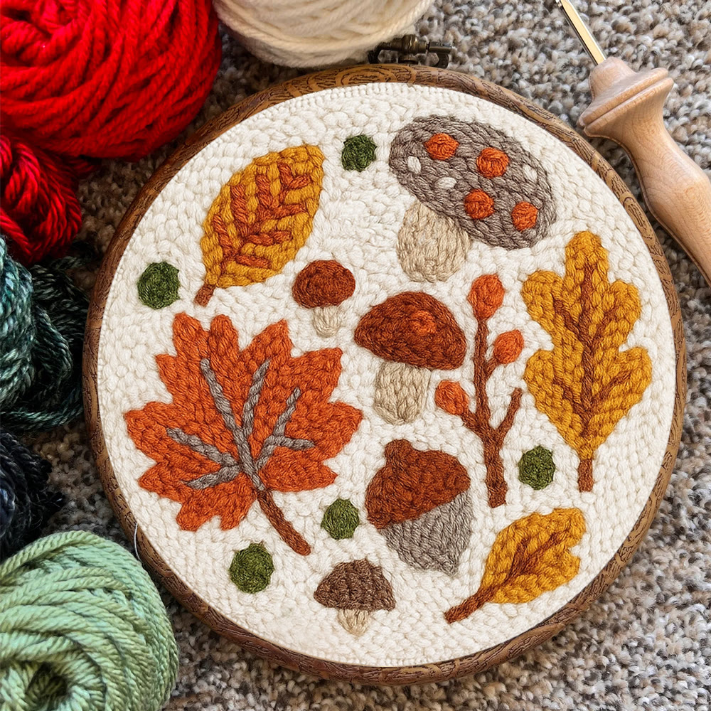 Autumn Leaves Punch Needle Kit - Diy Wall Hanging | Seasonal Needle Artwork - image 6