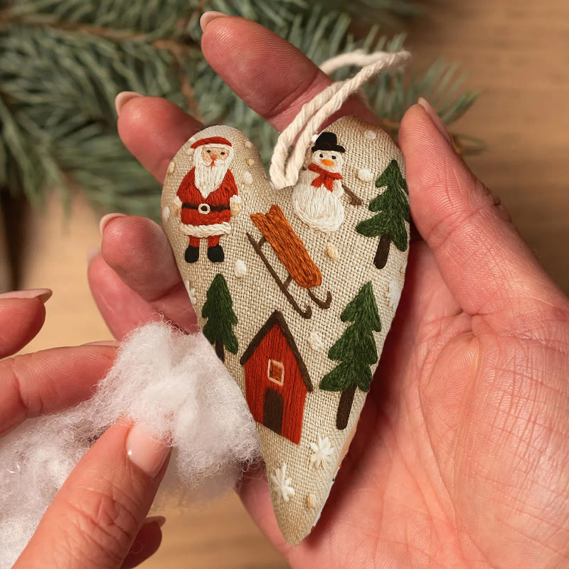 Rubbyoo Heart Embroidery Kit - Christmas Sled | Christmas Tree Adornment | Kid Embroidered Craft  - image 8