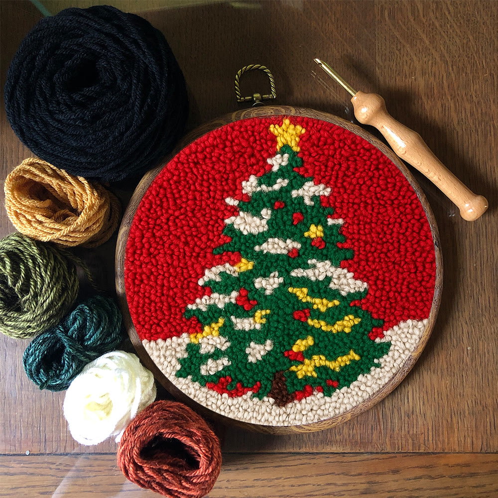 Shiny Christmas Tree Punch Needle Kit - Diy Christmas Needle Art  | Nice Handmade Craft For Kid - image 10