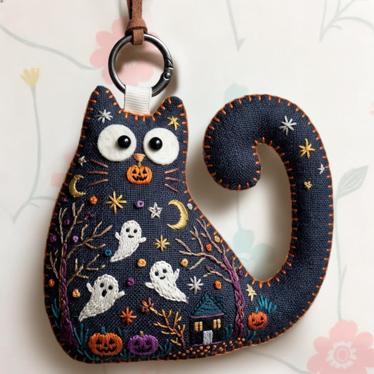 Rubbyoo Cat Embroidery Kit - Haunted Cottage | Whimsical Gothic Gift | Witchy Bag Charm - image 6