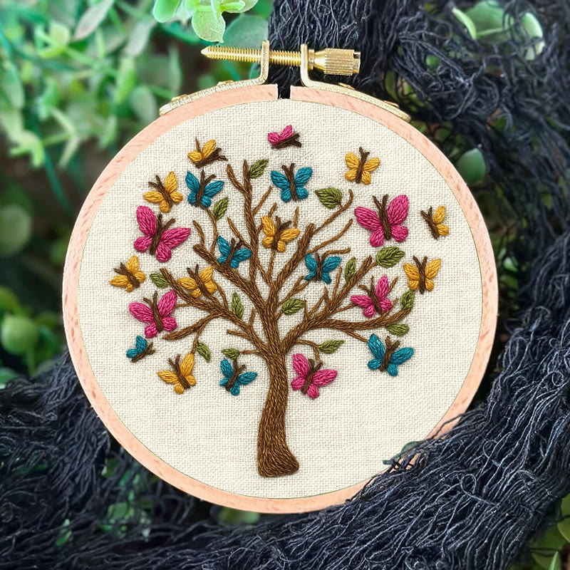 Rubbyoo Embroidery Kit - Colourful Butterfly With Tree | Charming Handmade Craft | Perfect Hanging Decor - image 3