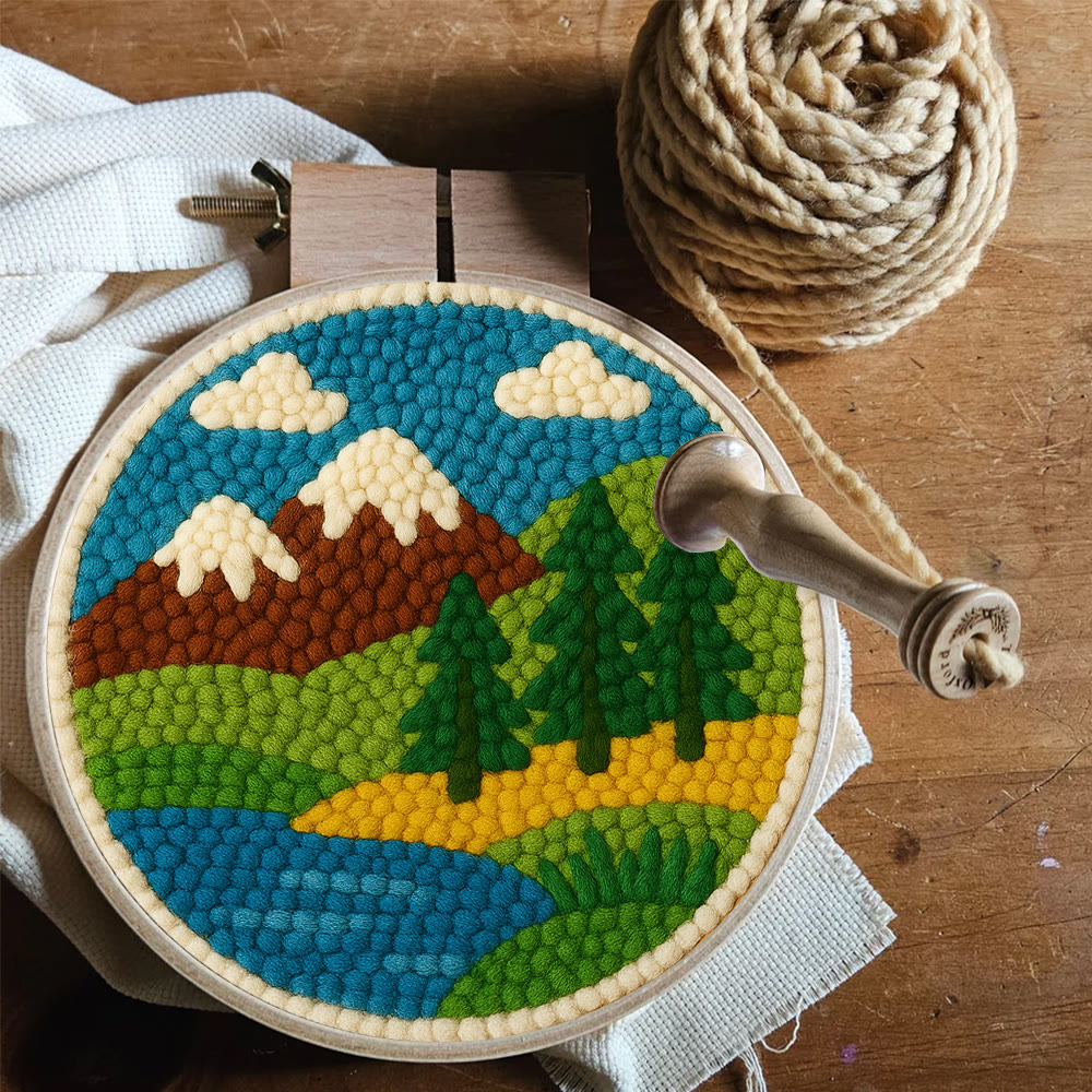 Mountain Lake Landscape Punch Needle Kit – Beginning Project | Playful Decorative Hanging - image 8