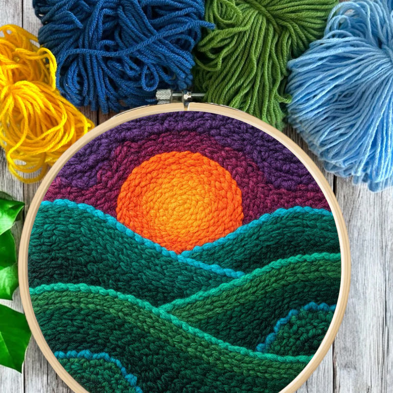 Purple Hued Sunset Mountain Range Punch Needle Kit – Handmade Decor Pendant | Newbie Friendly Diy Craft - image 10