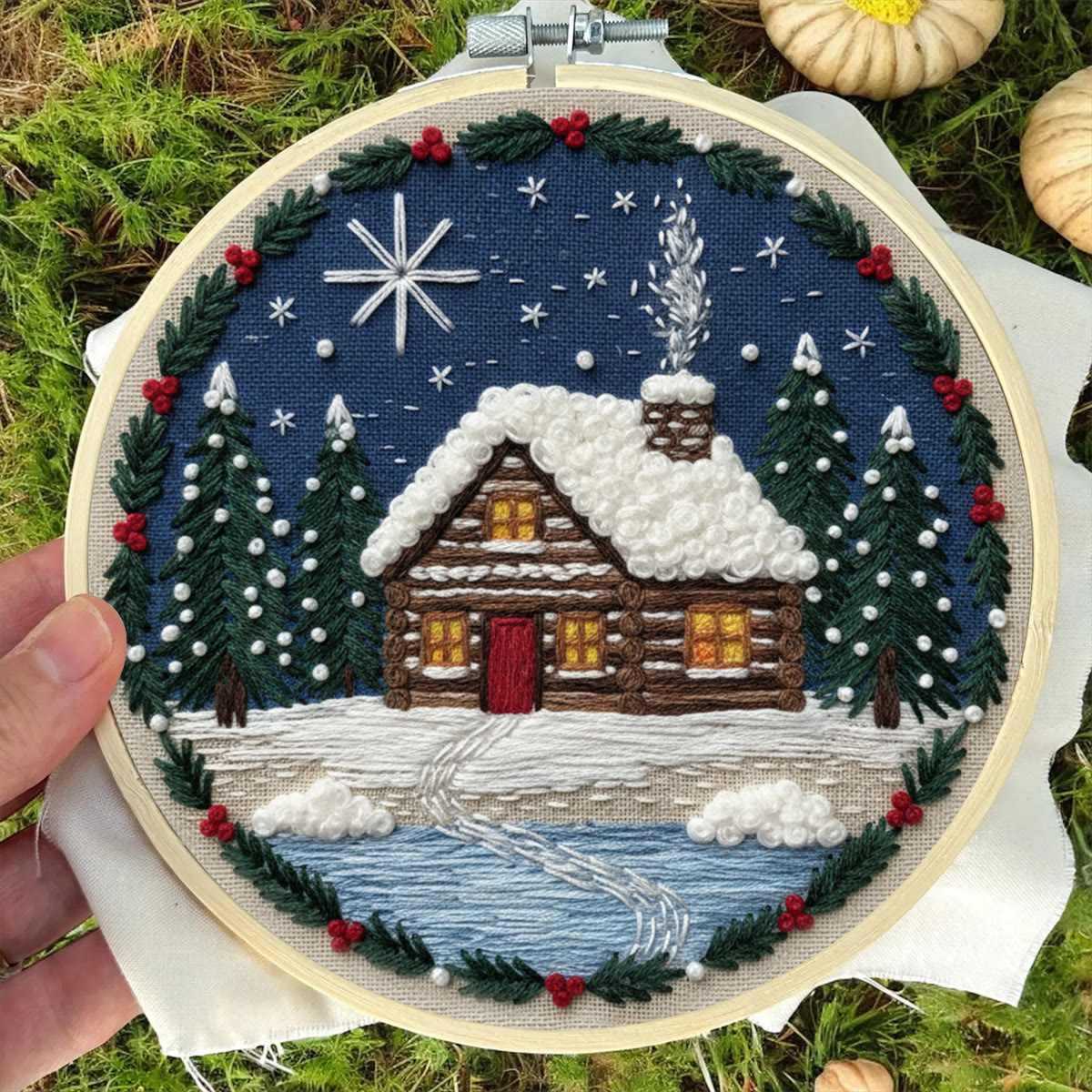 Rubbyoo Embroidery Kit - Christmas Snow Scene | Stitch Art For Beginner | Perfect Wall Hanging  - image 6