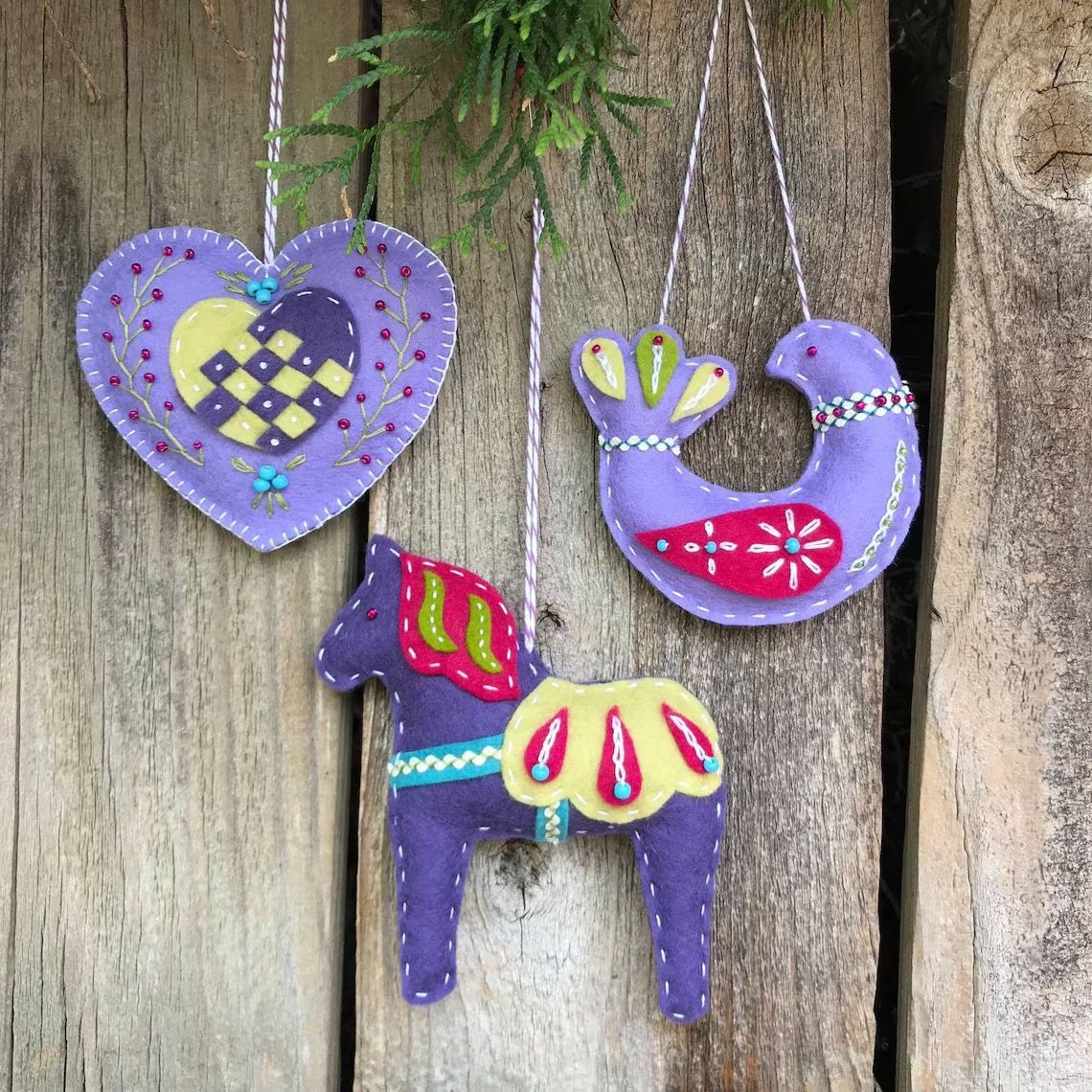 Embroidery Felt Ornaments Kit - Nordic House Art Craft | Diy Christmas Celebration Gift | Nice For Handmade Beginner - Three-piece set - C - image 3