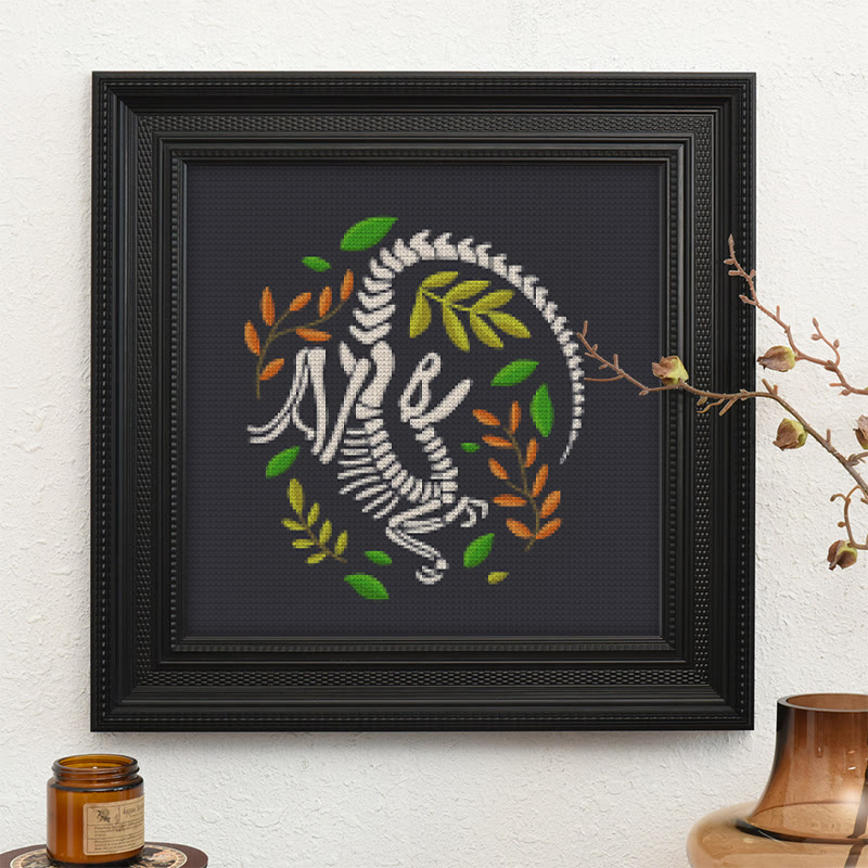 Cross Stitch Kit - Dinosaur Skeleton | Unique Wall Decor | Diy Craft For Handmade Lover - image 10