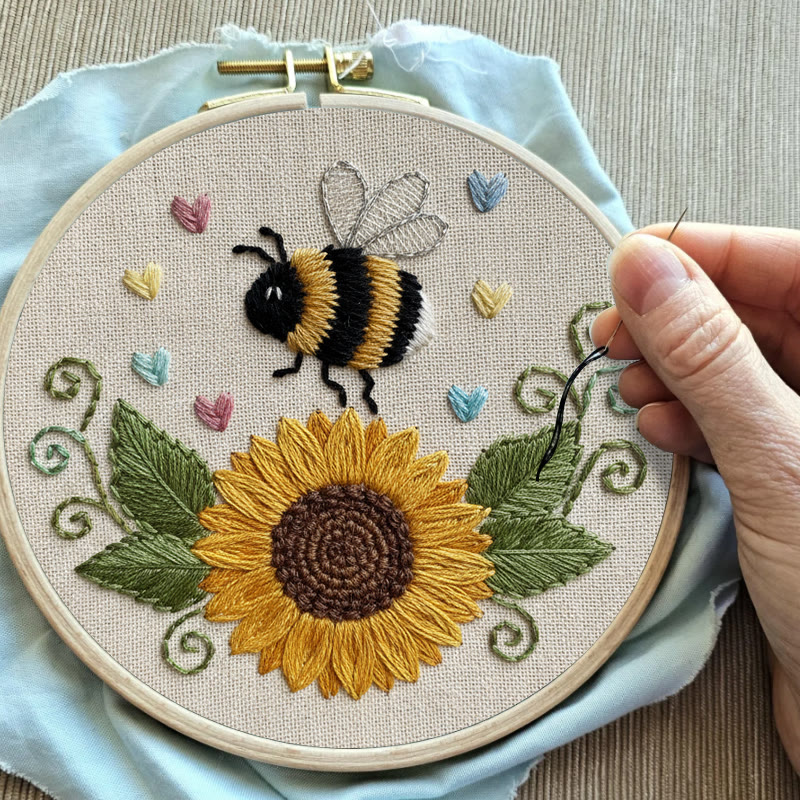 Rubbyoo Embroidery Kit - Sunflower Bee | Diy Floral Insect Art  | Perfect Handicraft For Beginner  - image 4