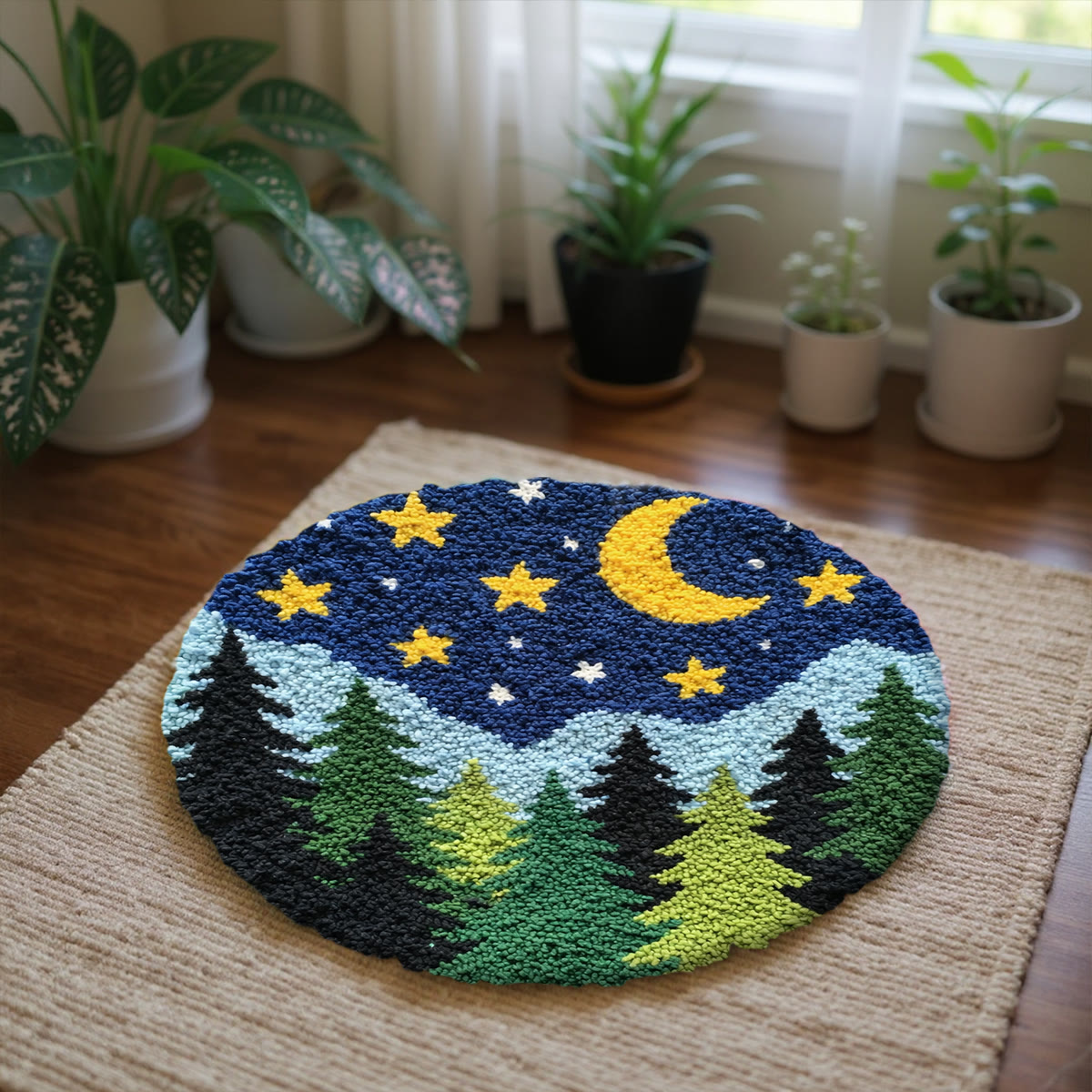 Rubbyoo Latch Hook Rug Kit - Forest At Night | Special Handmade Craft | Diy Versatile Plush Rug - image 5