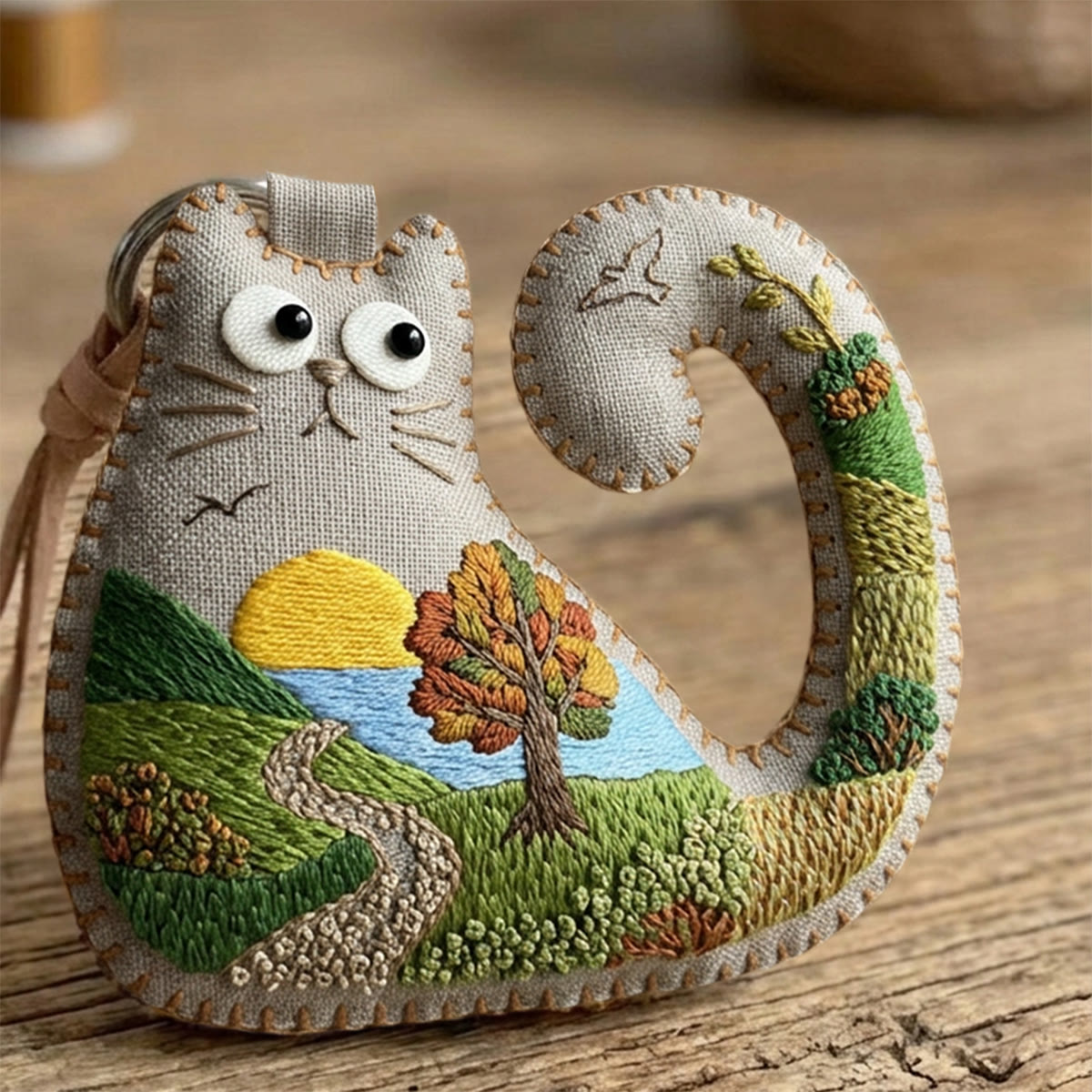 Rubbyoo Cat Embroidery Kit - Rolling Hills And Fields | Gift For Nature Lovers | Wall Gallery Accent - image 10