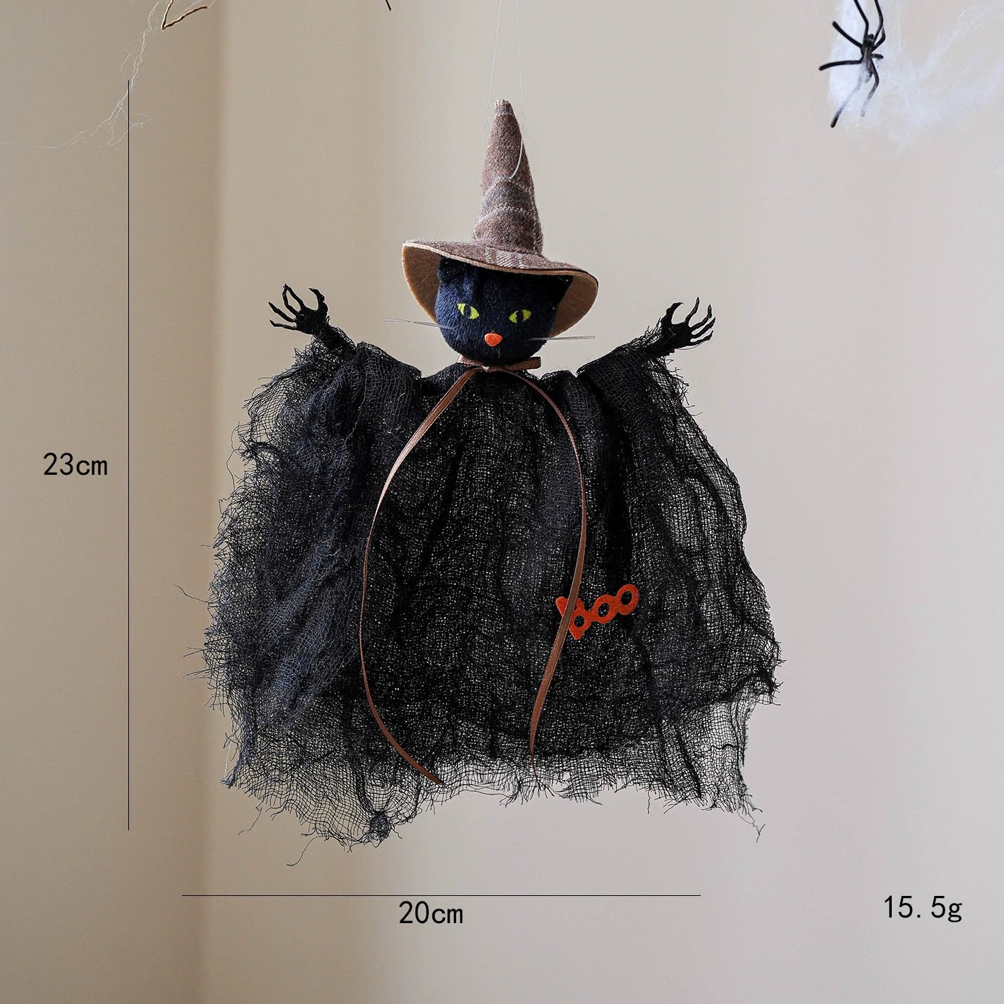 Rubbyoo Silk Halloween Hanging Witch - Decorative Halloween Art | Spooky Haunted House Decor  - Black cat - image 7