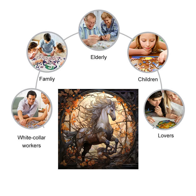 Wild white horse - Wooden Jigsaw Puzzle