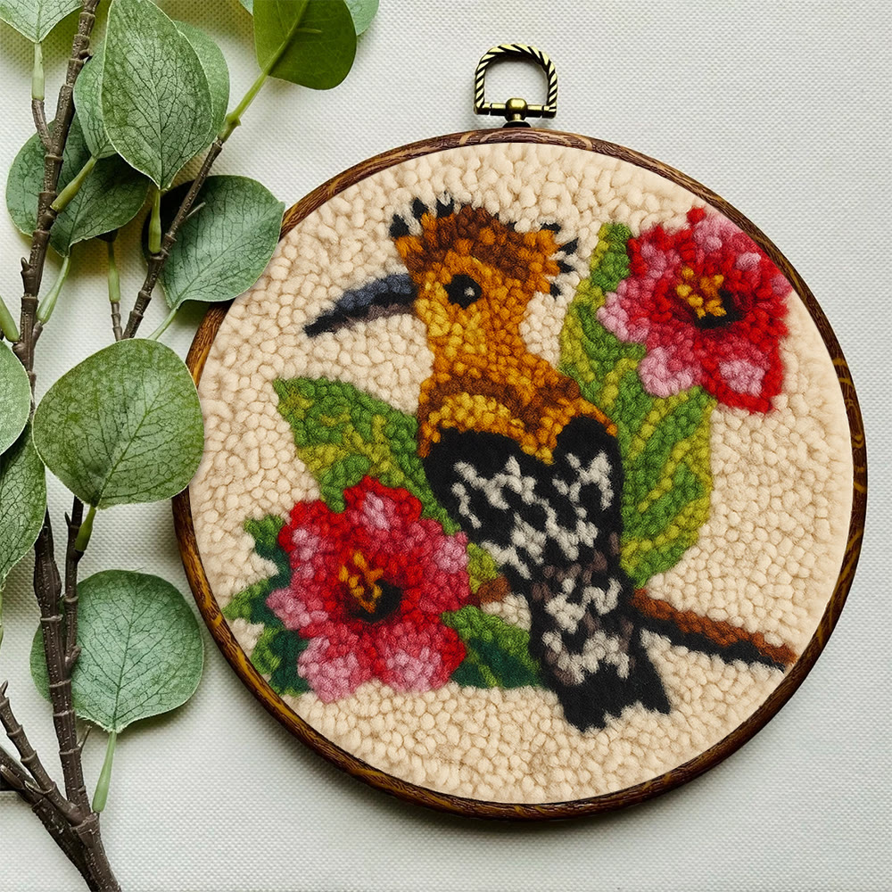 Hoopoe Floral Punch Needle Kit - Artisan-made Craft | Nature-inspired Decor - image 9