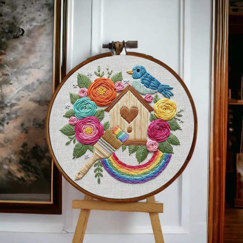 Rubbyoo Embroidery Kit - Printing House | Floral Stitch Craft | Unique Room Ornament - image 4