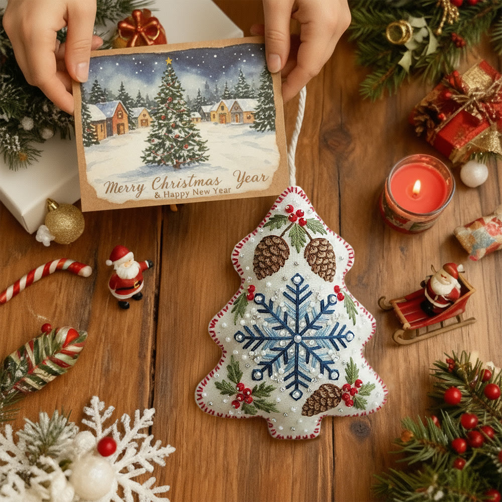 Rubbyoo Tree-shaped Embroidery Kit - Snowflake-pinecone | Exquisite Decor | Top Holiday Gifting Pick - image 9