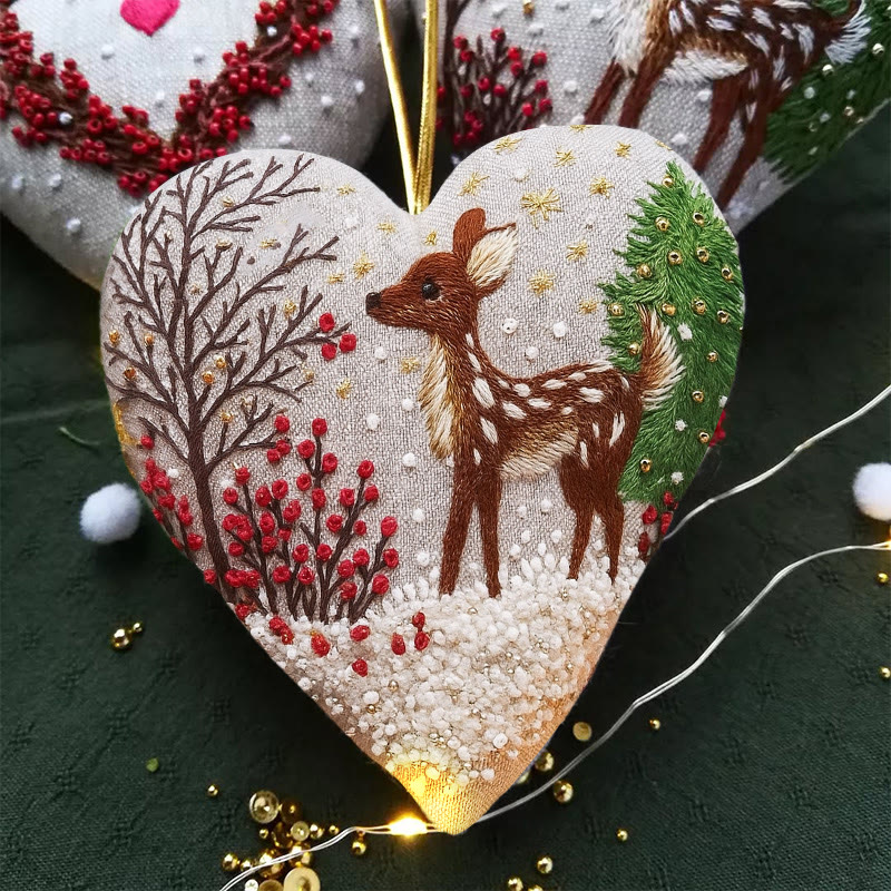 Rubbyoo Heart Embroidery Kit - Christmas Elk | Adorable Christmas Craft | Diy Hanging Ornament  - image 2