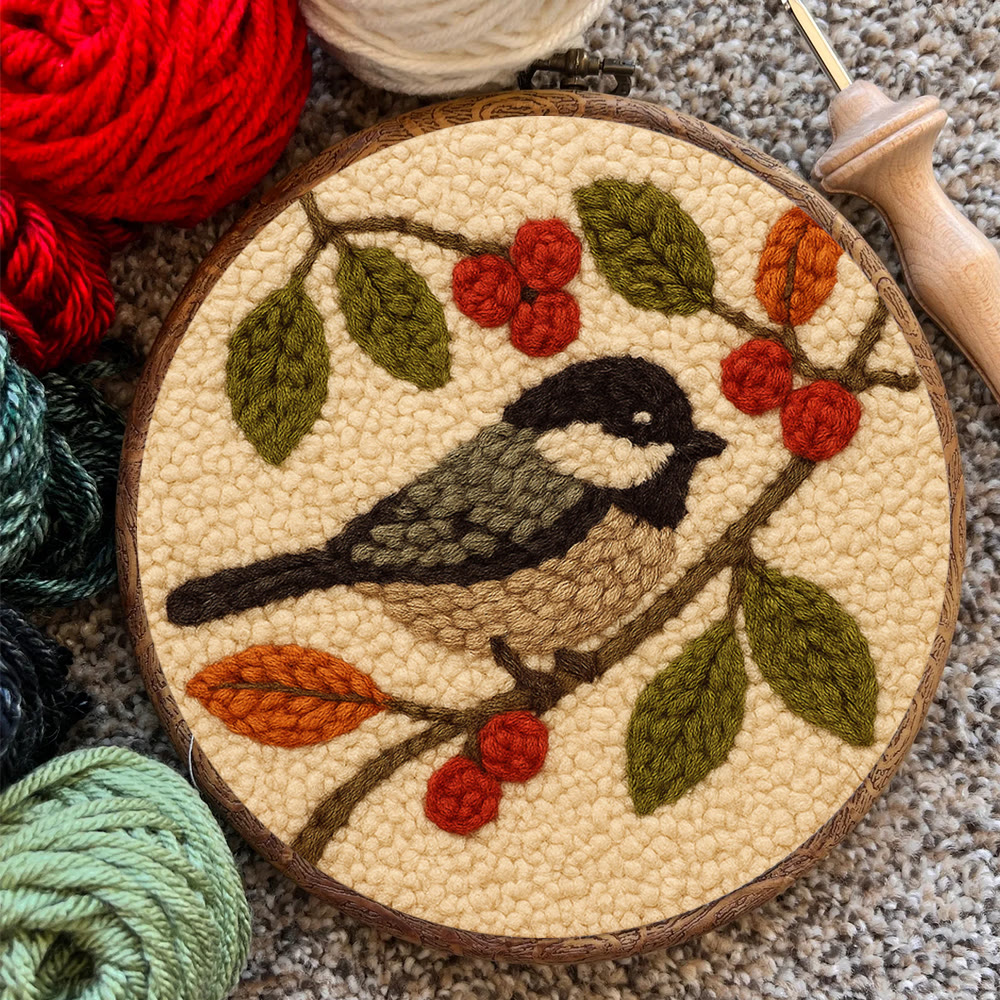 Chickadee Birds Punch Needle Kit - Diy Home Ornament | Beginner Friendly Needlework - image 8