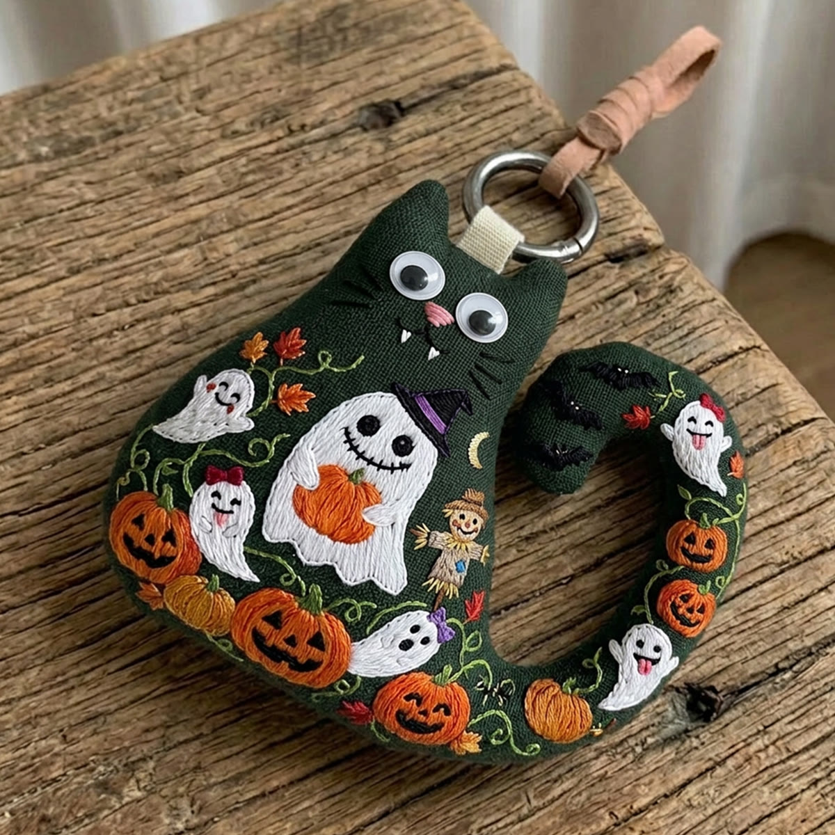 Rubbyoo Cat Embroidery Kit - Ghost Holding Pumpkin | Wall Hanging Ornament | Handmade Halloween Decoration - image 7