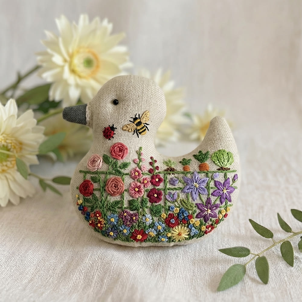 Rubbyoo Duck Embroidery Kit - Bee Blooming Garden | Small Pendant Decor | Creative Gift For Mother - image 3