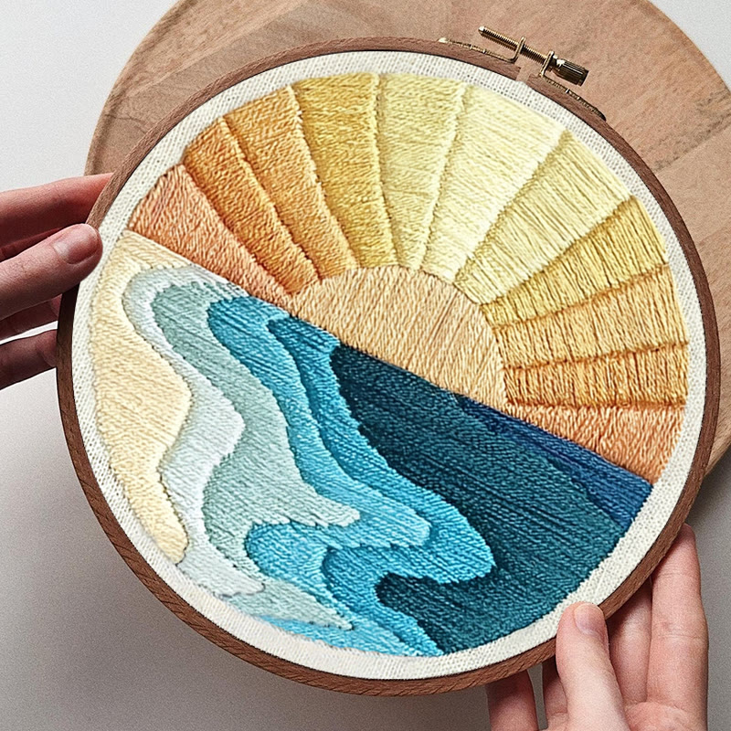 Rubbyoo Embroidery Kit - Sky And Sea | Diy Landscape Hoop Art | Perfect For Desk Decoration  - image 9
