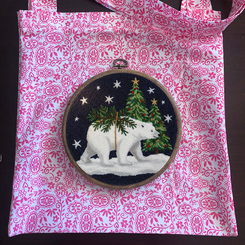 Polar Bears Punch Needle Kit - Christmas Tree Ornament | Easy Handmade Craft For Adults - image 11