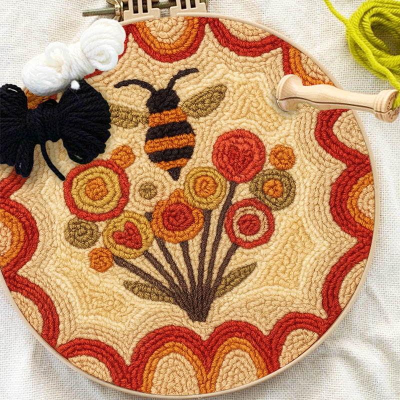  Little Bee Punch Needle Kit - Diy Needlework For Beginner | Unique Wall Hanging  - image 7