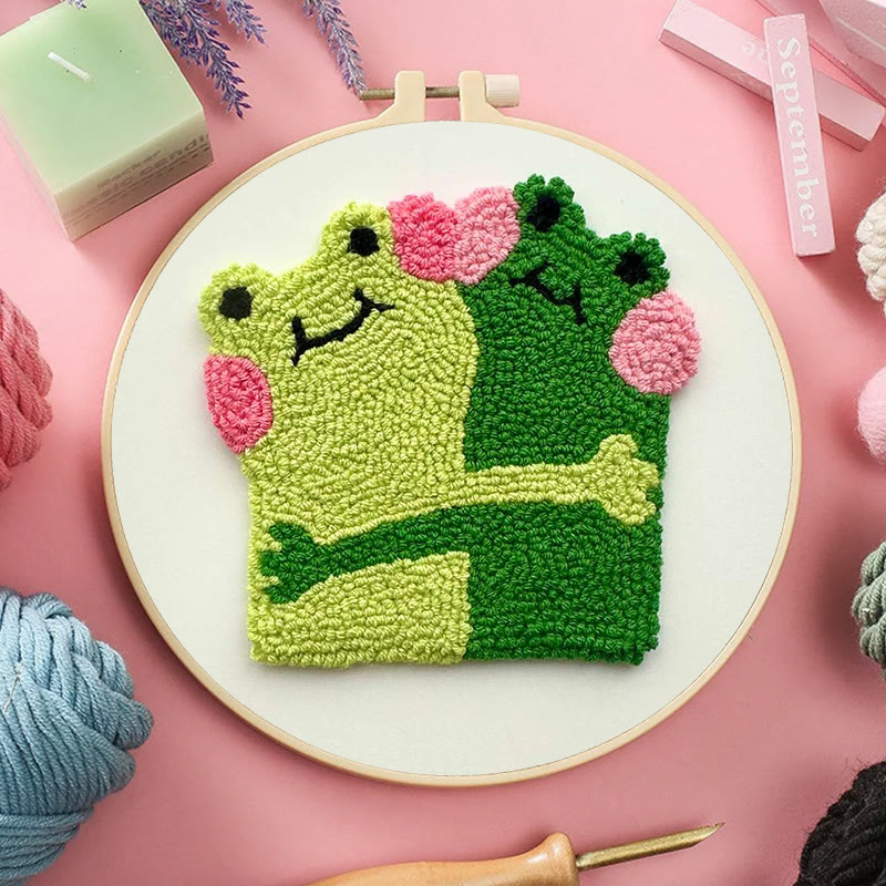 Hugging Frogs Punch Needle Kit - Creative Gift For Friend | Diy Coasters For Lovers - image 6