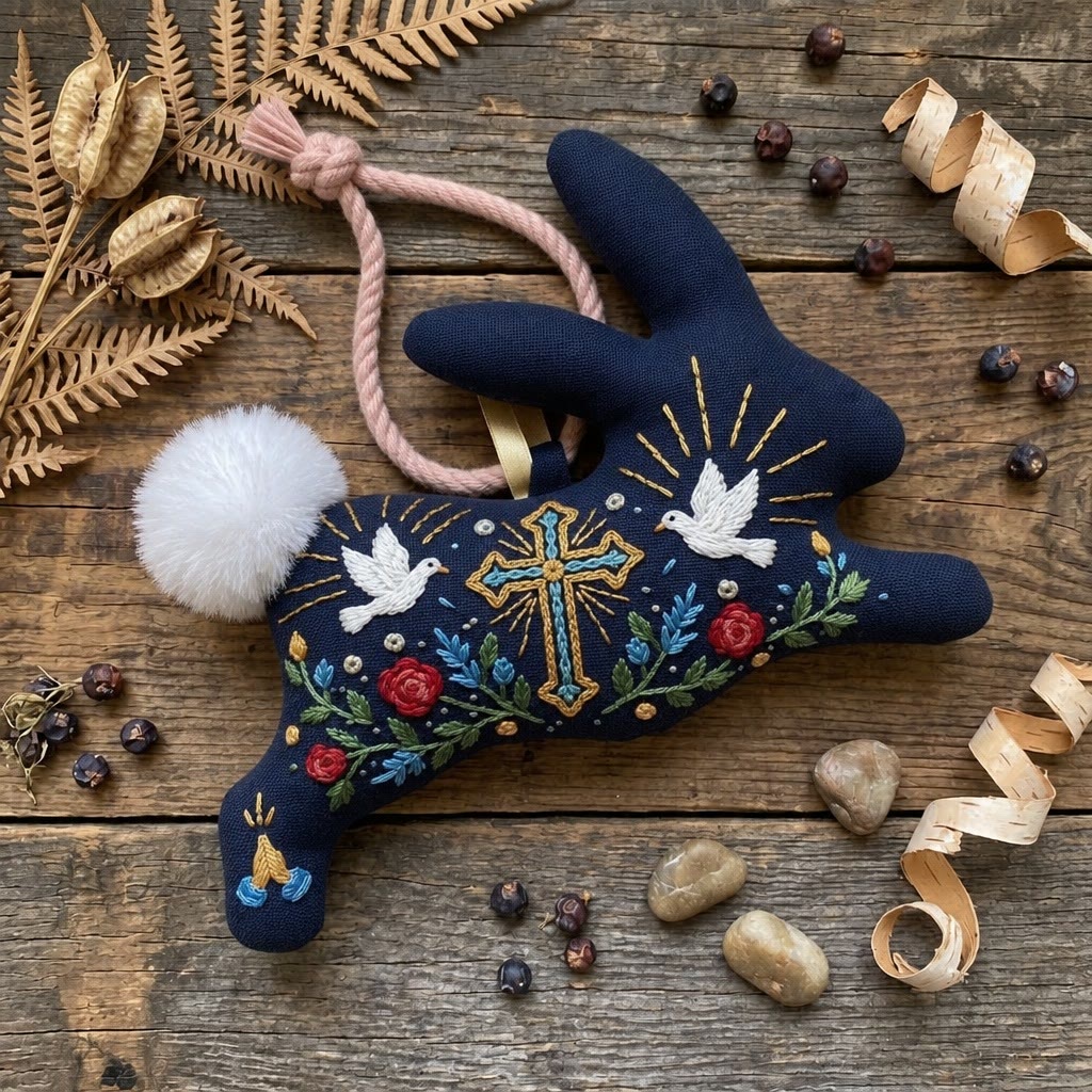 Rubbyoo Rabbit Embroidery Kit - Sacred Cross And Dove | Christian Religious Diy Craft | Faithful Holiday Room Ornament - image 5