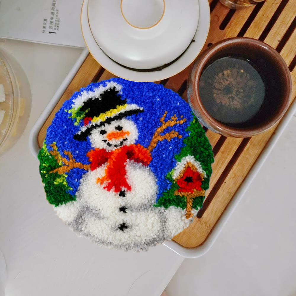 Happy Snowman Punch Needle Kit - Diy Christmas Coaster | Perfect Holiday Present  - 5 inch Coaster Kit - image 12