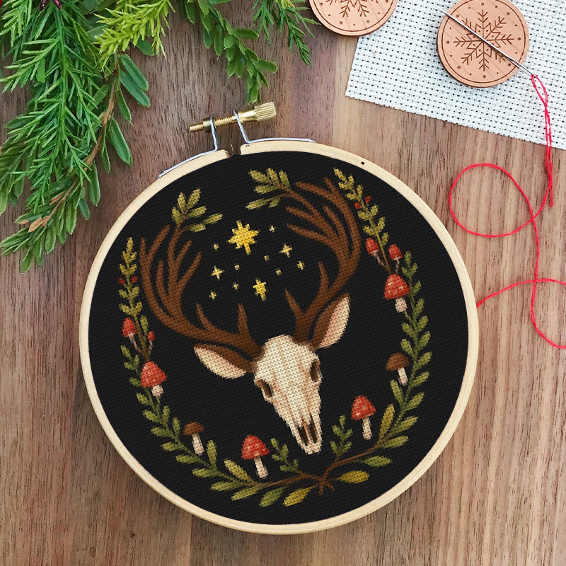  Cross Stitch Kit - Deer Skull | Christmas Handmade Craft | Witchy Wall Art  - image 6