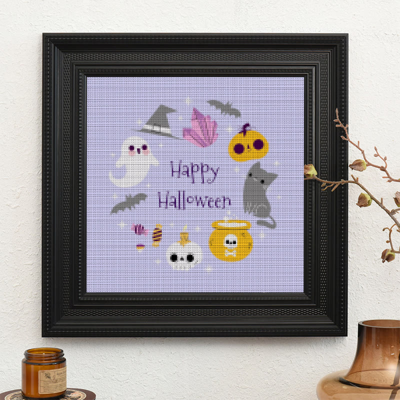  Cross Stitch Kit - Happy Halloween | Halloween Stitch Artwork | Diy Holiday Craft For Decoration - image 10