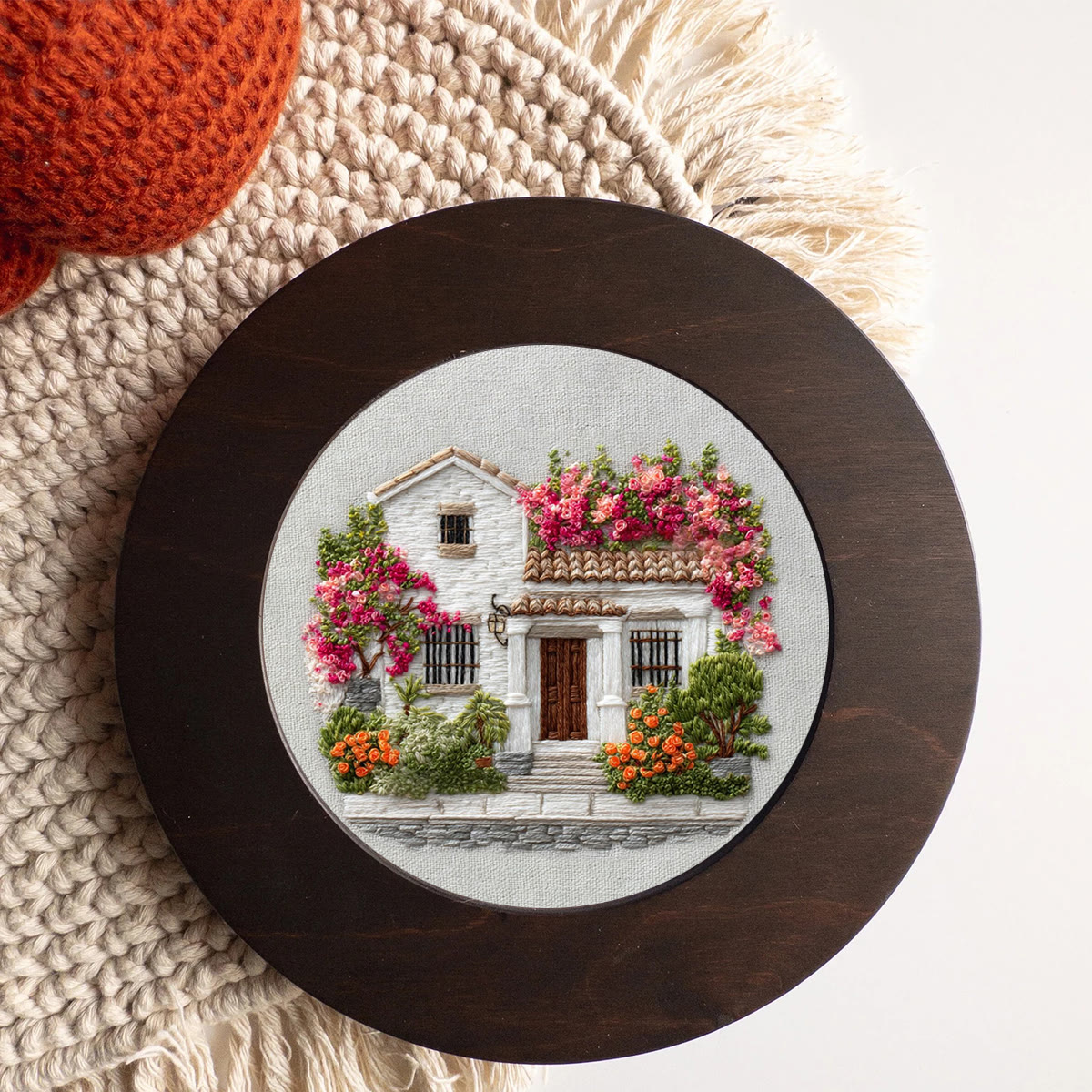 Rubbyoo Embroidery Kit - Bougainvillea Covered Villa | Calming Handwork | Warmhearted Present - image 8