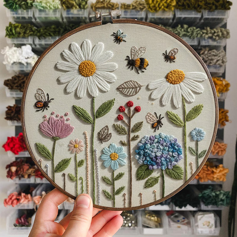 Rubbyoo Embroidery Kit - Spring Daisy | Easy Stitch Pattern | Ideal For Decoration - image 4