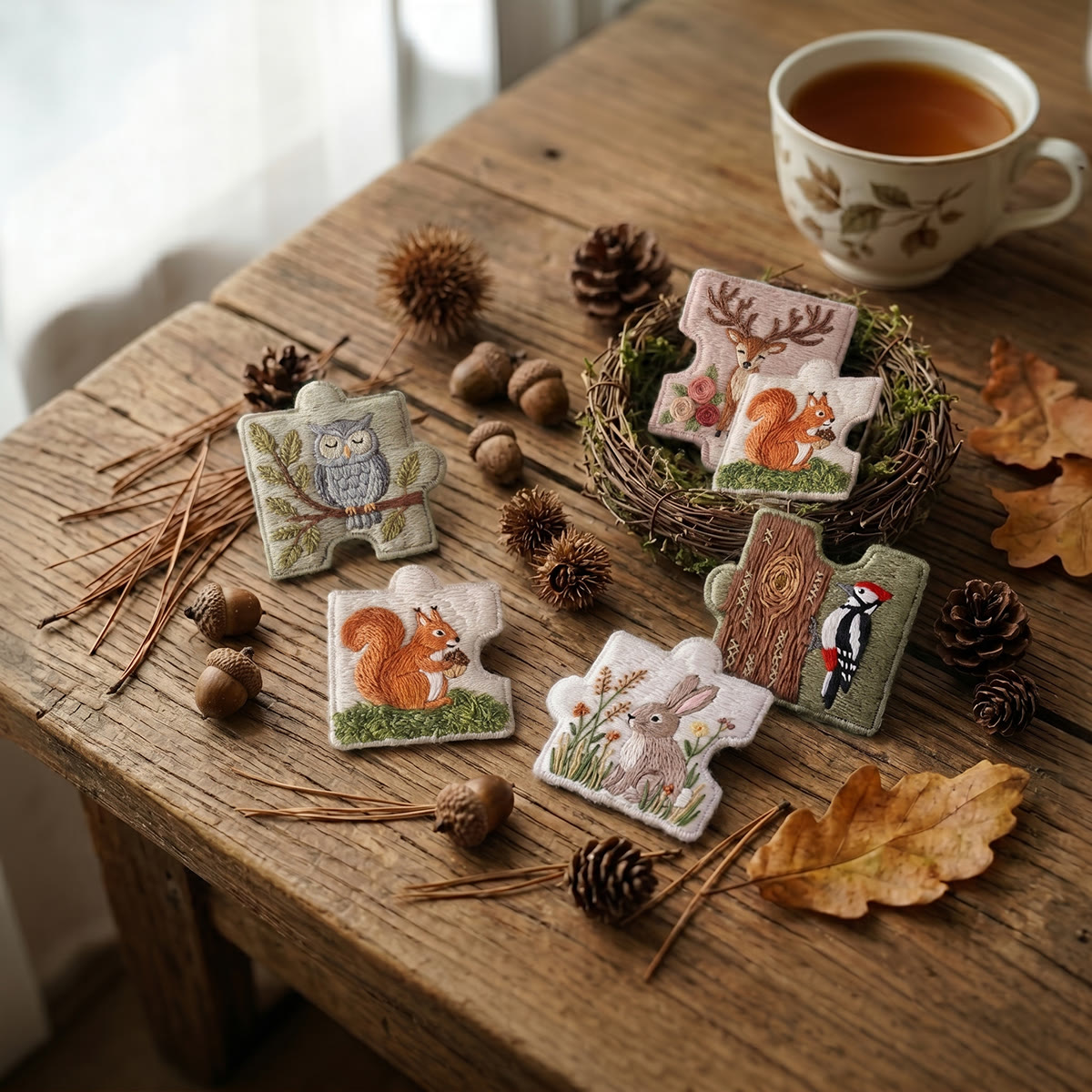 Rubbyoo Diy Magnet & Brooch Embroidery Puzzle Kit - Woodland Animals | Rustic Nursery Decor - image 5