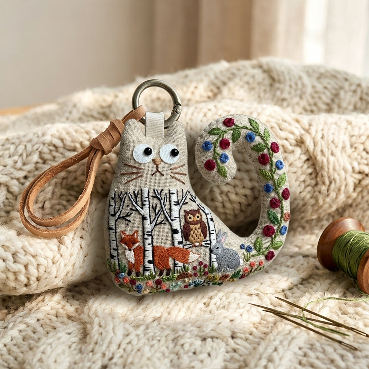 Rubbyoo Cat Embroidery Kit - Fox Owl Rabbit Design | Handmade Gift For Her | Whimsical Animal Bag Accessory - image 7