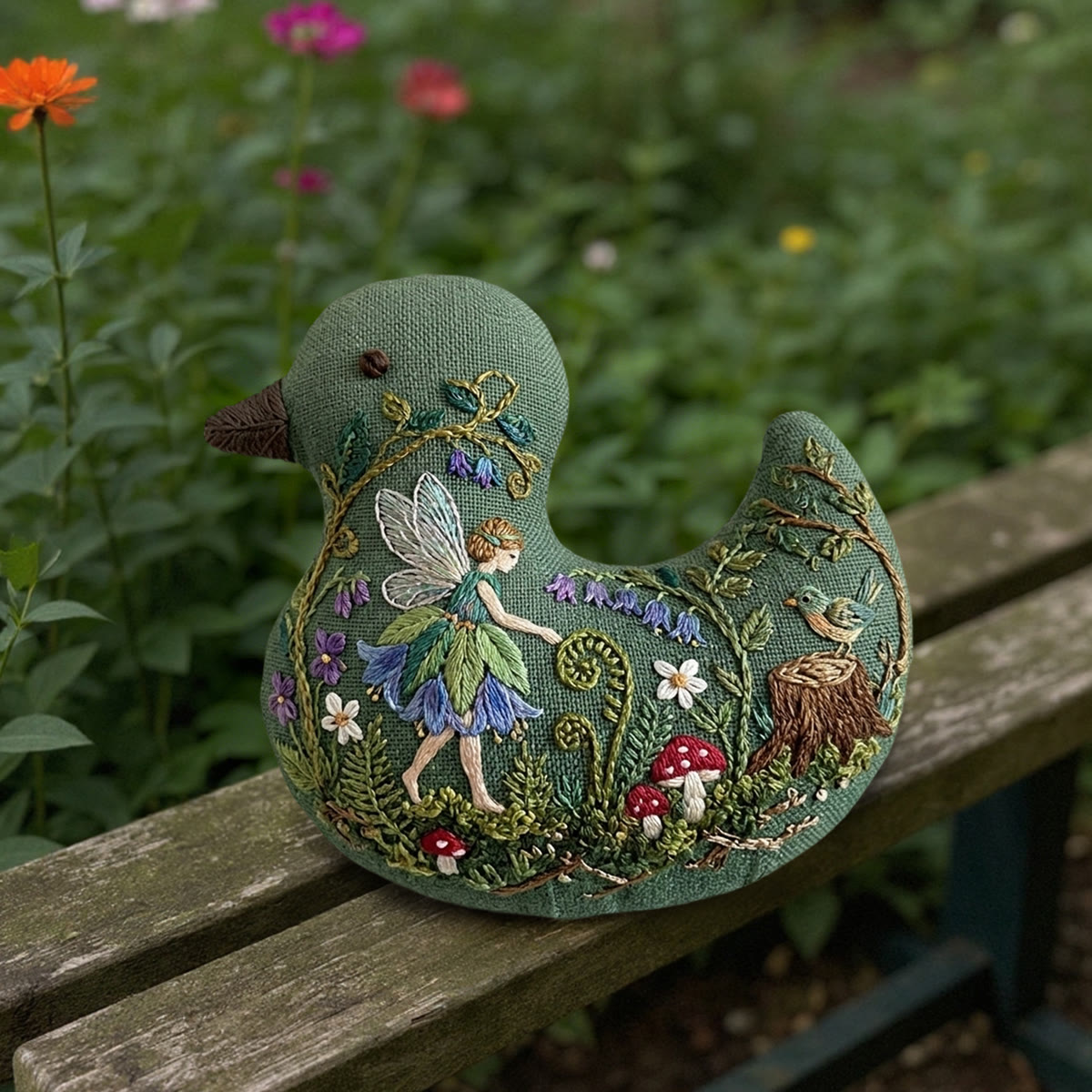 Rubbyoo Duck Embroidery Kit - Forest Fairy And Red Mushrooms | Whimsical Gift For Fantasy Lovers | Enchanted Woodland Hanging Decor - image 7