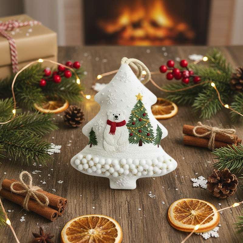 Rubbyoo Tree-shaped Embroidery Kit - Polar Bear Scene | Embroidery Starter Kit | Perfect Gift For Beginners - image 4