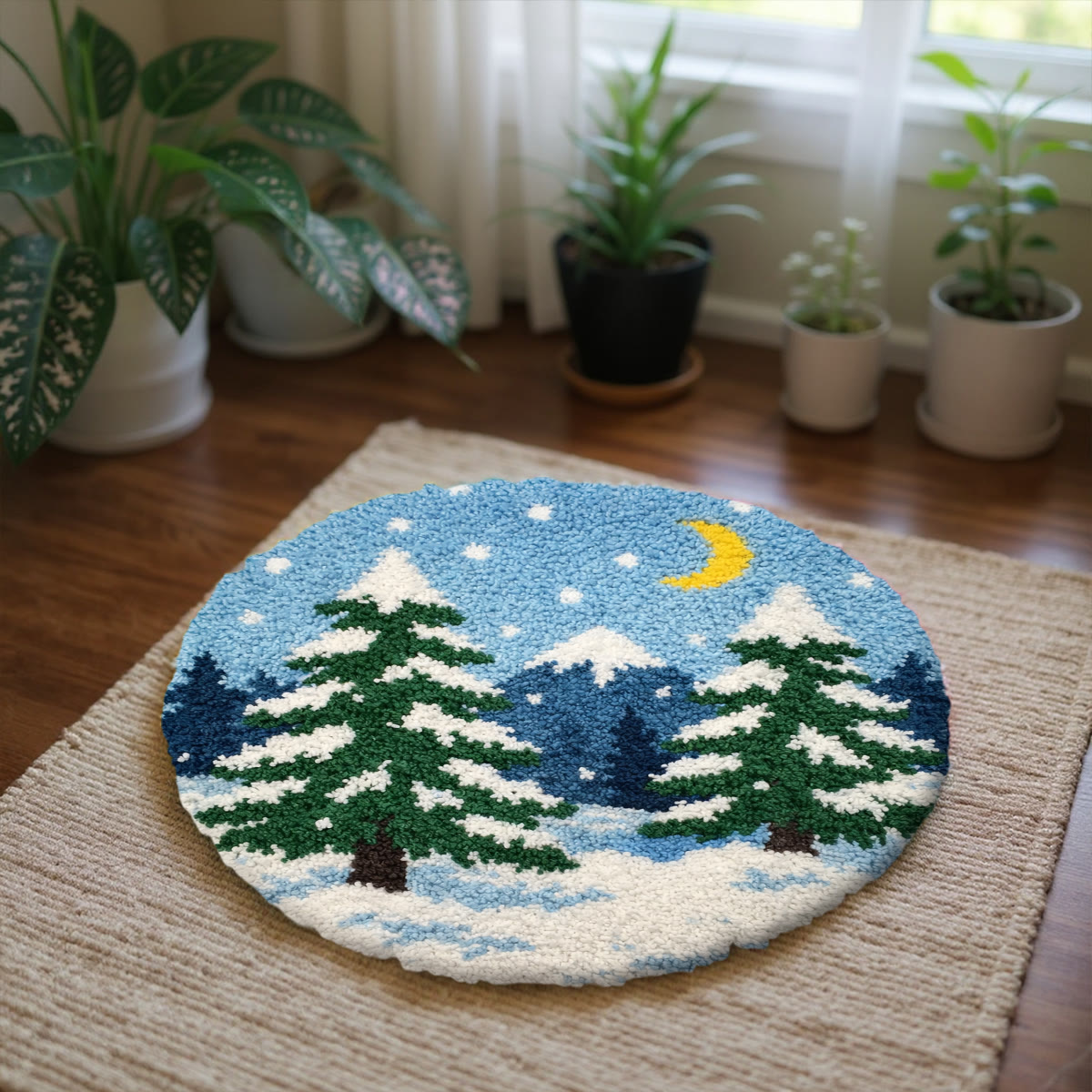 Rubbyoo Latch Hook Rug Kit - Snowy Forest | Creative Winter Handicraft | Diy Entrance Rug - image 5