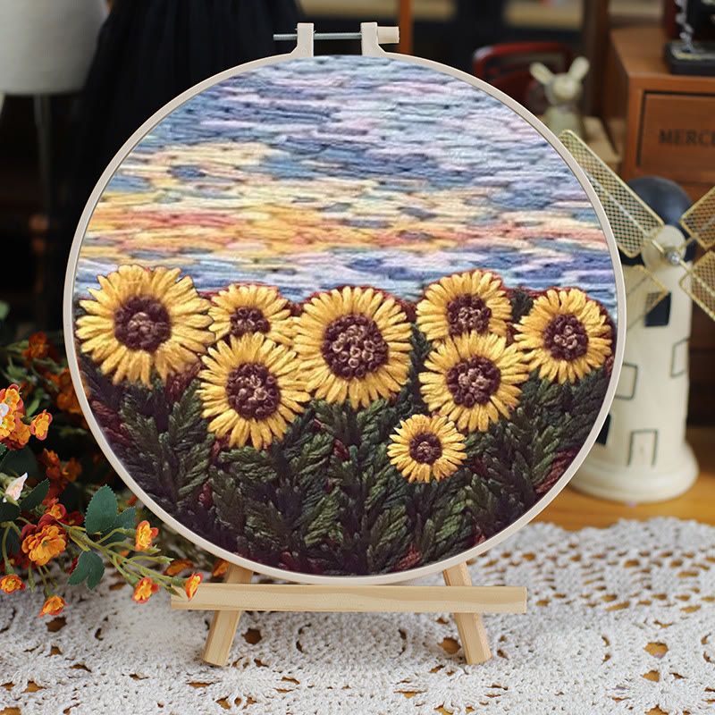 Rubbyoo Embroidery Kit - Majestic Landscape Series | Unique Needle Artwork | Perfect Wall Decoration - 15*15cm - Blooming Sunflower - image 4