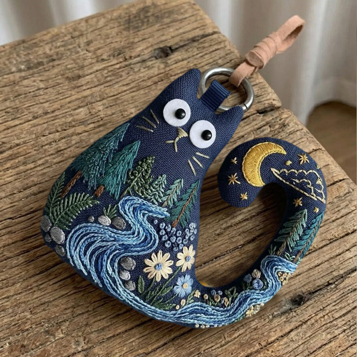 Rubbyoo Cat Embroidery Kit - Winding River | Unique Handmade Gift | Car Rear View Mirror Hanging Decor - image 7